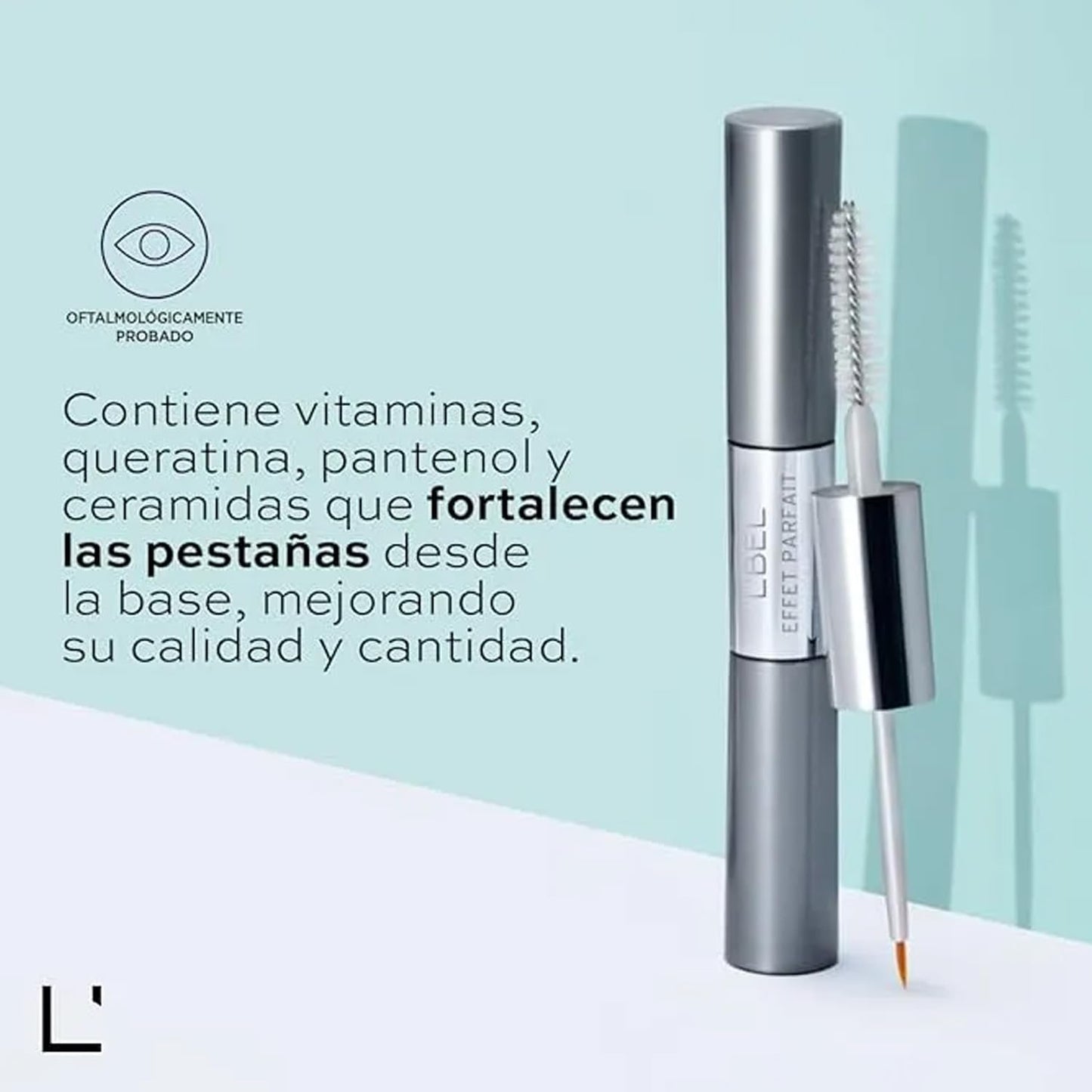 L'BEL - Máscara Tratante y Sérum para Pestañas 6 g, Tratamiento Especializado AM/PM, para Pestañas Más Largas, Pobladas y Fuertes, Combona Vitaminas Queratina y Pantenol, Fortalece Pestañas