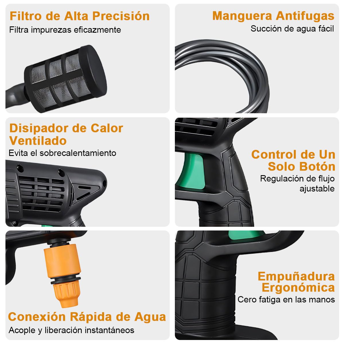 Pistola de Lavado Inalámbrica ADILIKADII Negra con Batería Dual y Hidrolavadora Portátil