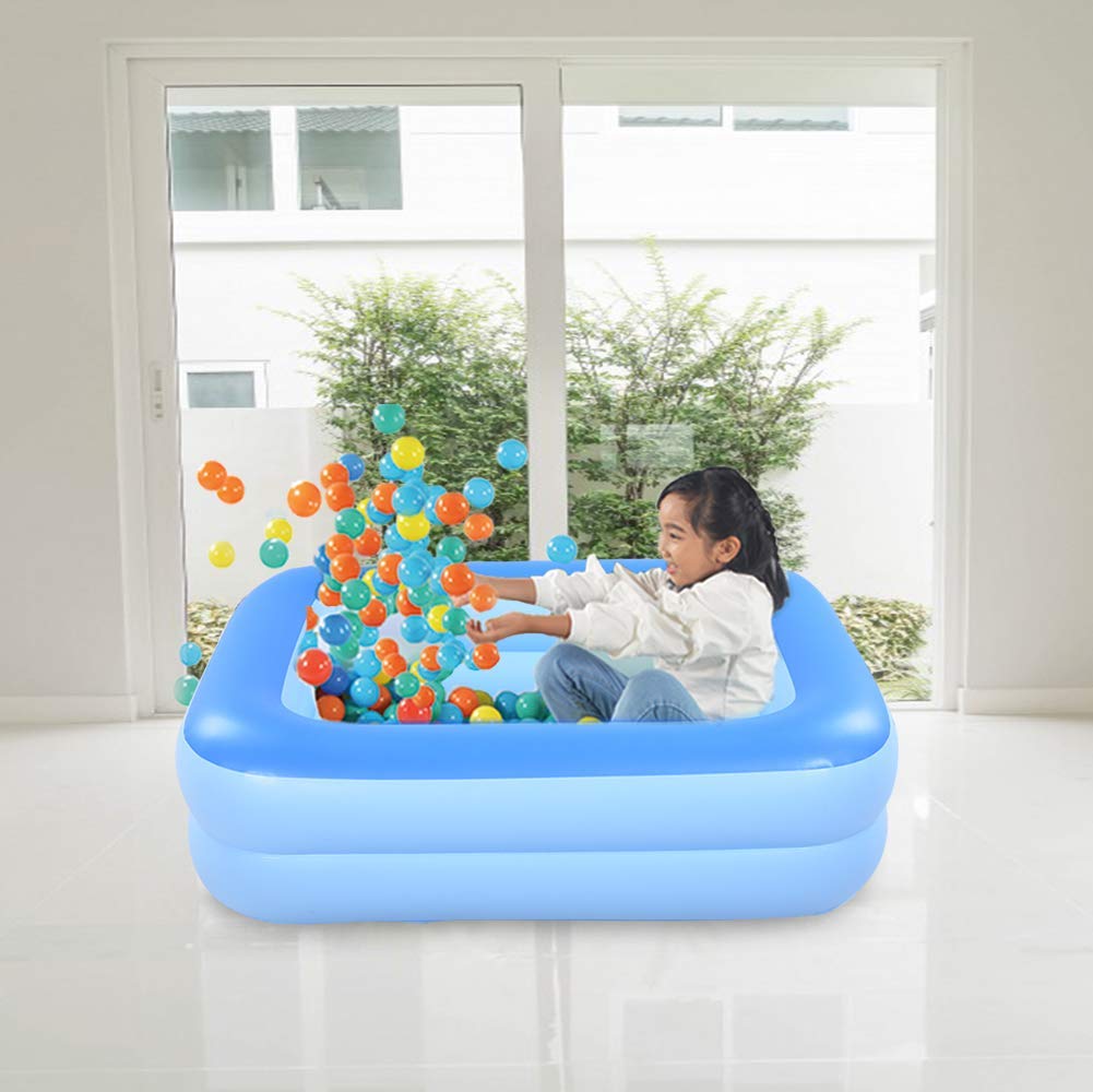HIWENA Inflatable Kiddie Pool - Piscina para niños, 45" x 35" x 14", color azul