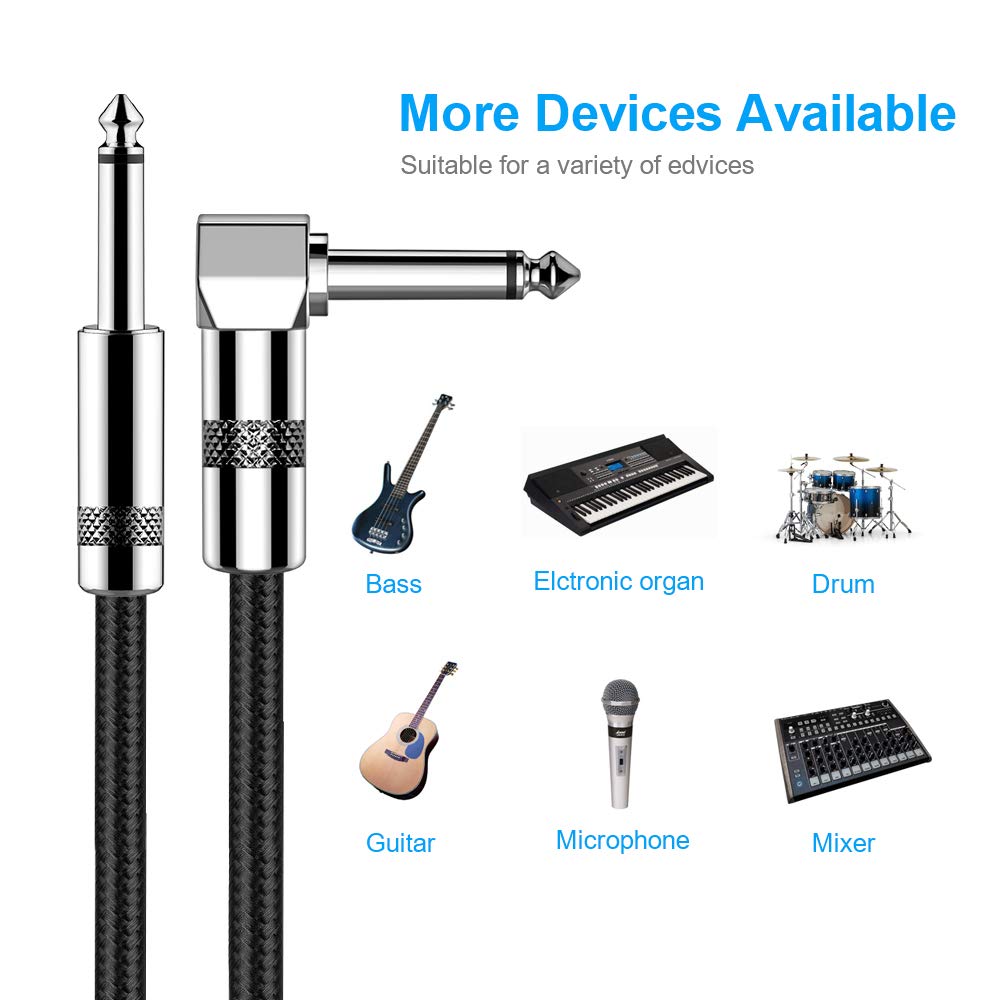 Cable Guitarra de Instrumento,New Bee Eléctrico Amplificador de Bajo,Adaptador de Audio Estéreo Balanceado Macho a Macho Cable Trenzado de Nailon,Accesorios para Instrumentos Musicales