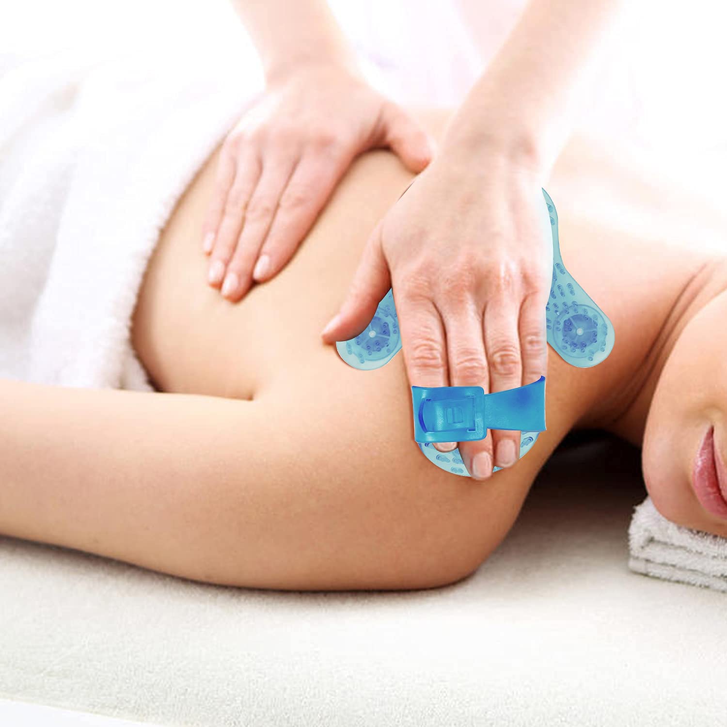 Boseen Palm Shaped 360 degree Metal Roller Massager- Handheld Body Massage Tool for Deep Tissue Stress Relief and Cellulite Reduction (Blue) by Anple