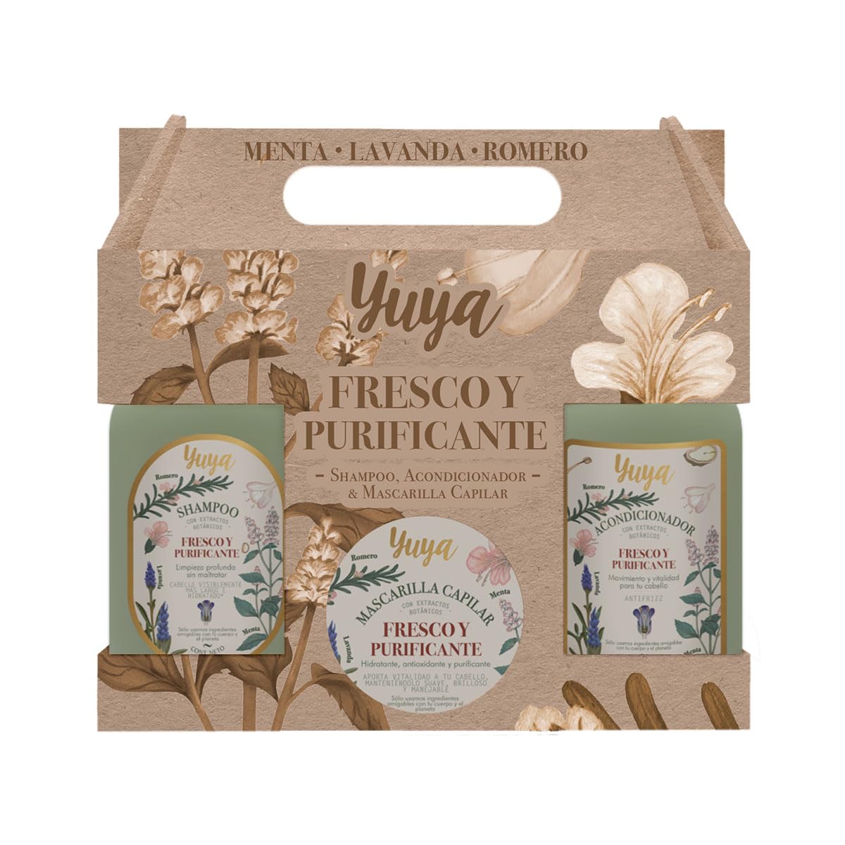 Republic Cosmetics Yuya Set Tratamiento Capilar FRESCO Y PURIFICANTE para CRECIMIENTO con MENTA, ROMERO Y LAVANDA