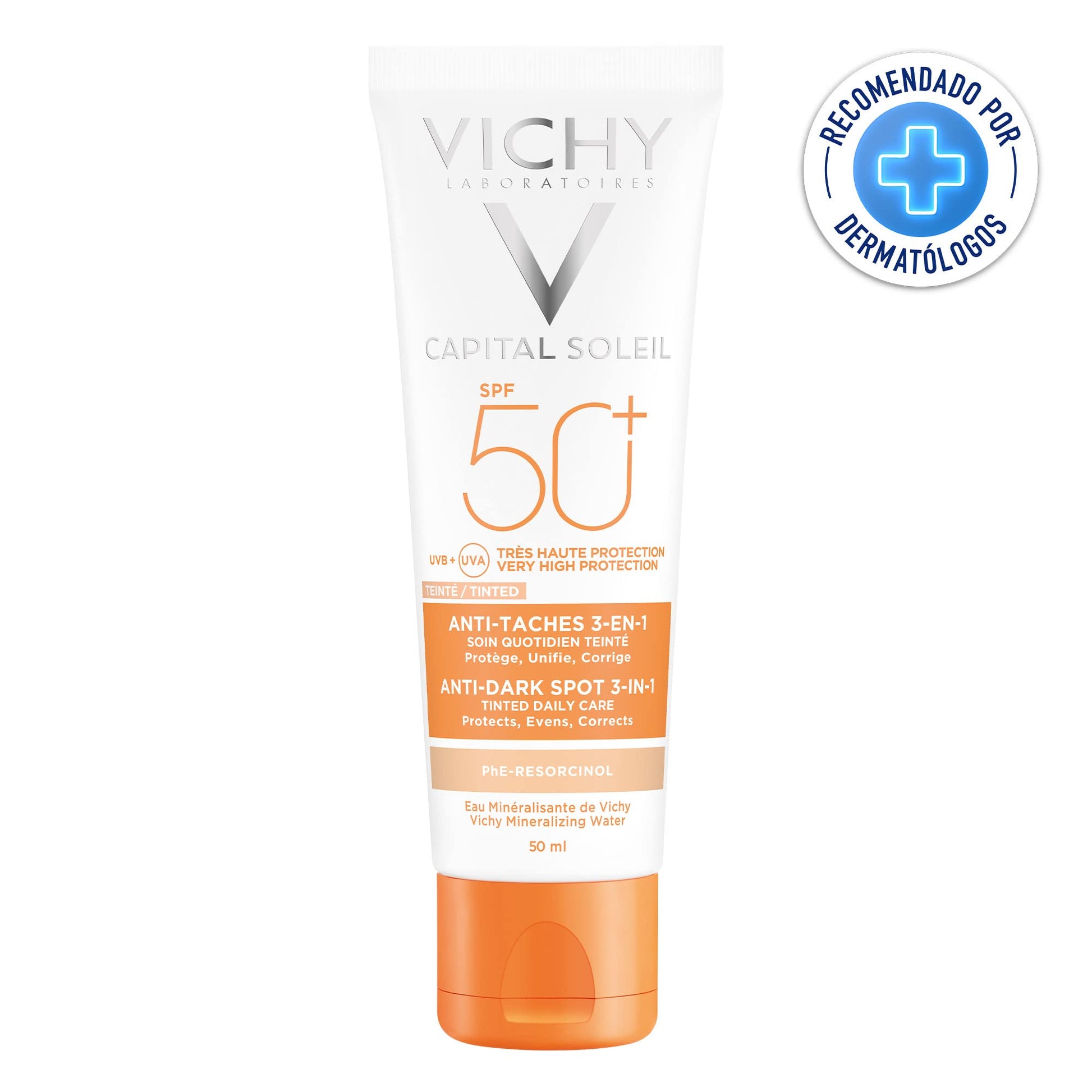 Protector Solar Facial Vichy Toque Seco FPS 50+ Anti-manchas con Color 50ml
