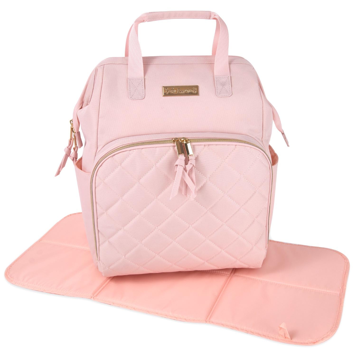 Baby Essentials - Mochila de pañales con marco principal súper enfriadora con cambiador, correas para carriola, compartimento aislado para botellas, Malva rosa, Mediano, Mochila para pañales