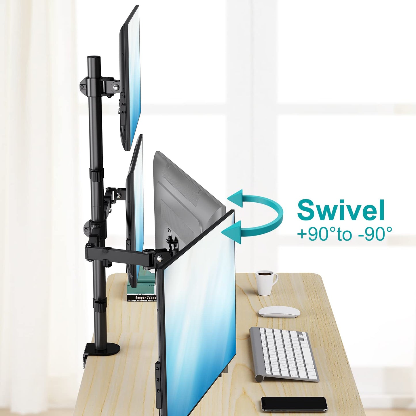 Soporte para Monitor Triple MOUNT PRO Negro Ajustable con Montaje VESA de Mesa