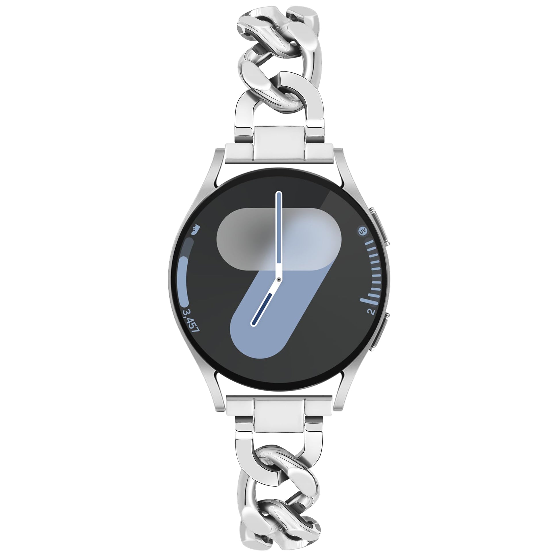 G-ficu Galaxy Watch 7 6 5 4 FE Band 20 mm Cowboy Chain para Samsung Galaxy Watch 7 6 5 4 Band 40 mm 44 mm, bandas de metal para mujer para Samsung Watch Band 4 6 Classic/3 41 mm/Active 2 - Plata