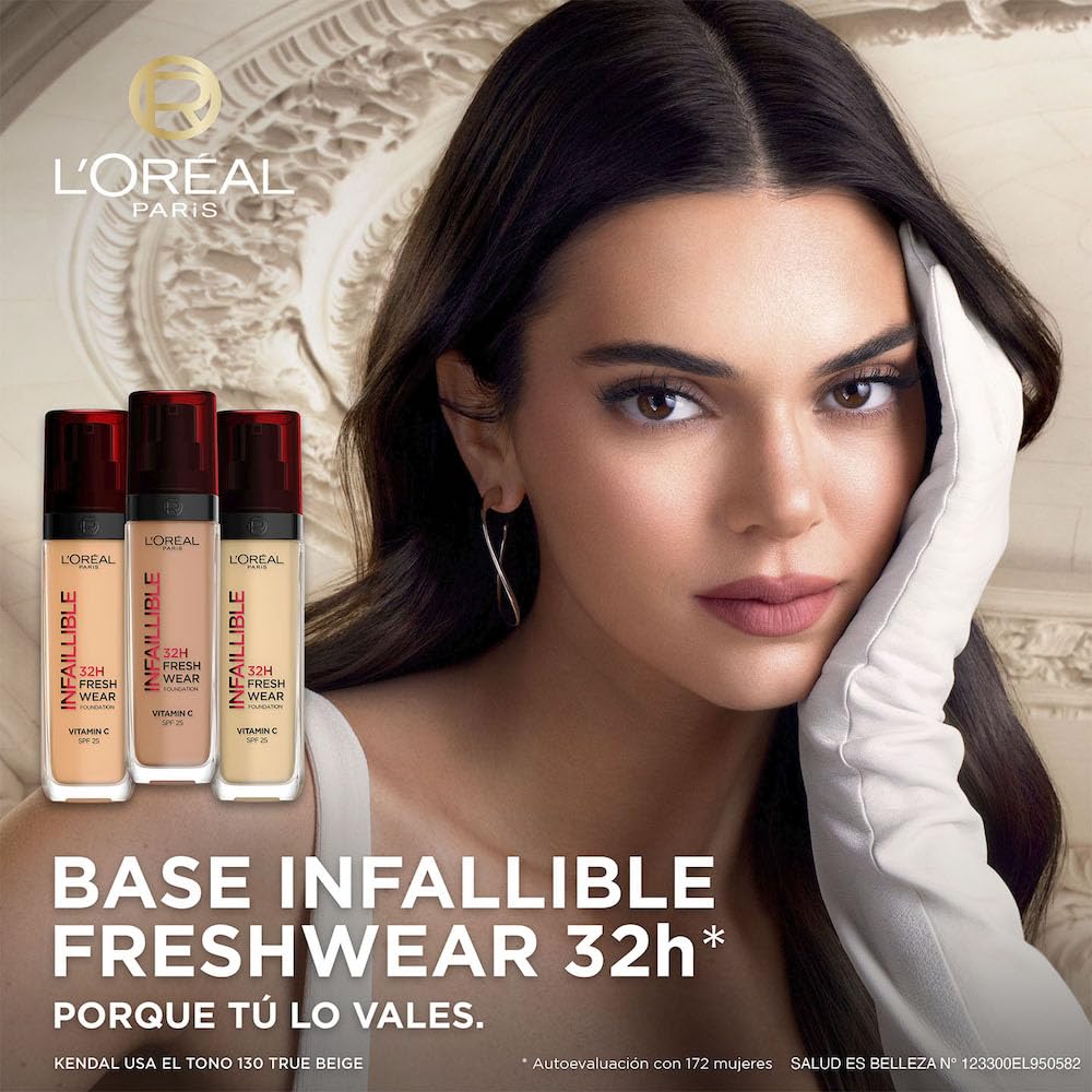 L´Oréal Paris, Base de maquillaje liquída de larga duración, Infallible 32h Freswear, Tono 110 Rose Vanilla, 30ml