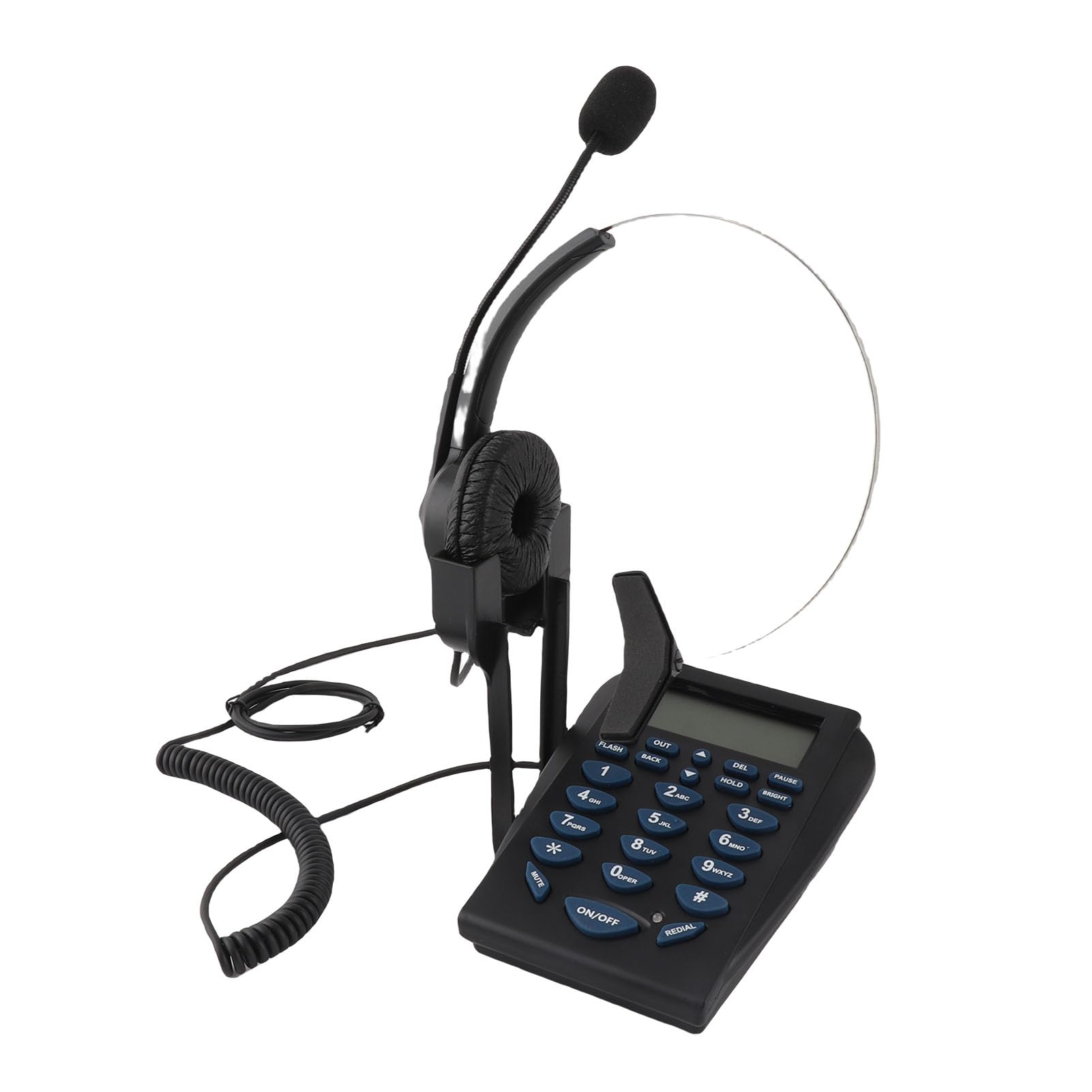 ASHATA Mini FSK/DTMF Business Teléfono Fijo,Centro de Llamadas Teléfono con Auriculares Manos Libres,Call Center Teléfono con Cable Retroiluminación para Oficina,Contestar Automática/Manual