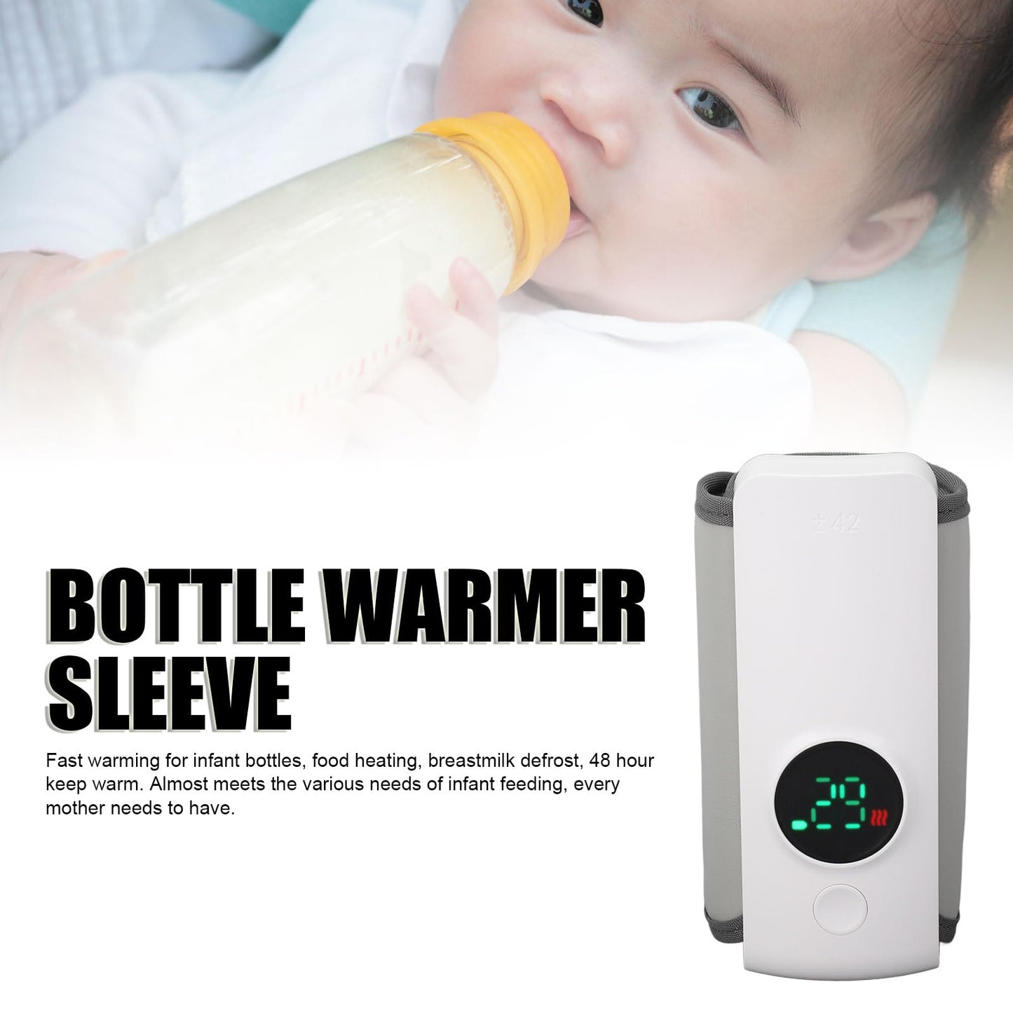 Calentador de Biberones Portátil para Viajes, Calentador de Biberones Recargable, Calentador de Leche Infantil Portátil Inalámbrico, Batería de 6000 MAh, Pantalla Digital de