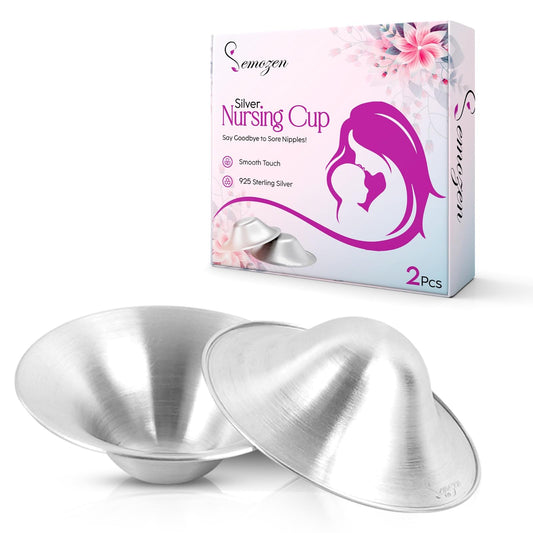 Copas de Lactancia Semozen Plata 18 mm para Lactancia Materna, Escudos de Pezón Grandes con Caja de Silicona para Mujer