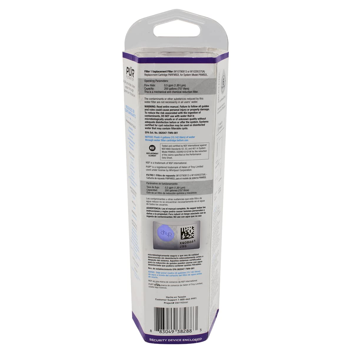 Filtro de Agua Every Drop 1 Blanco Compatible con Whirlpool W10790813