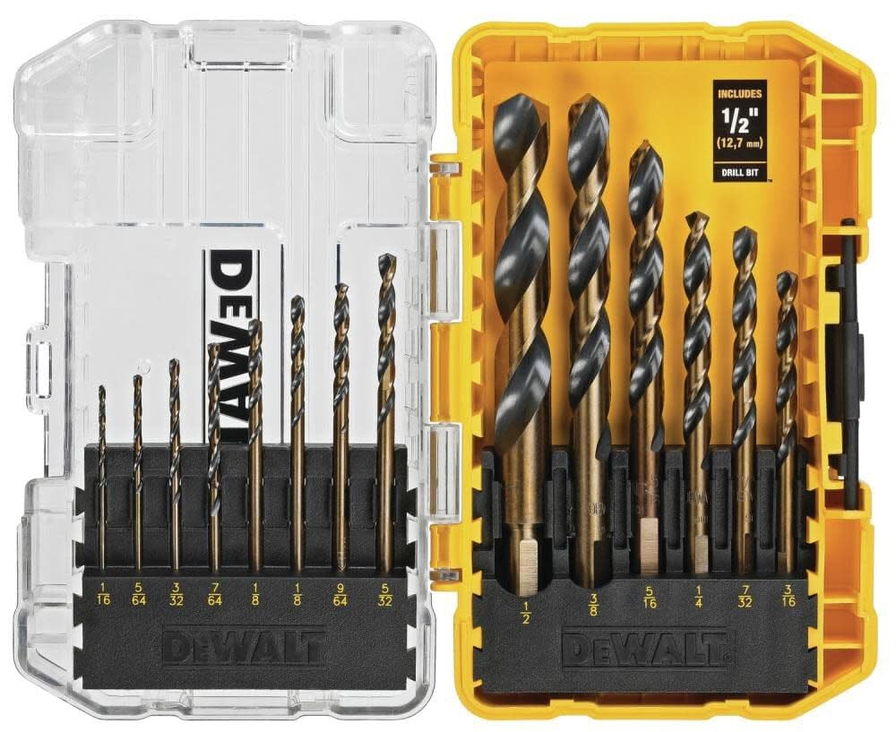 DEWALT DWA1184 Juego de 14 brocas helicoidales HSS con revestimiento de óxido negro