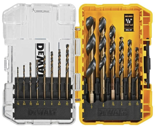 DEWALT DWA1184 Juego de 14 brocas helicoidales HSS con revestimiento de óxido negro