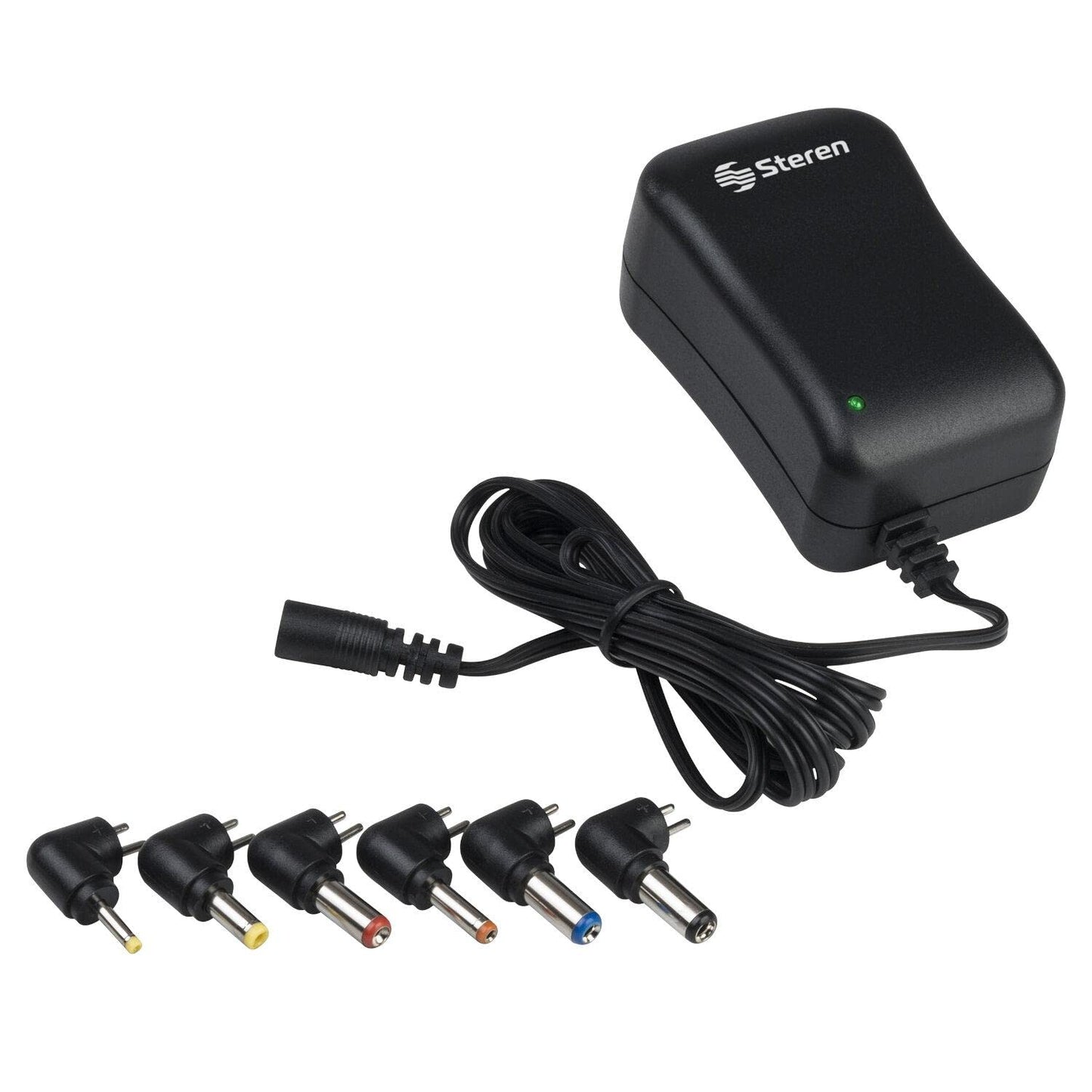 Eliminador Regulador Steren Negro con Puntas Intercambiables 3 a 12 Vcc 1,2 A