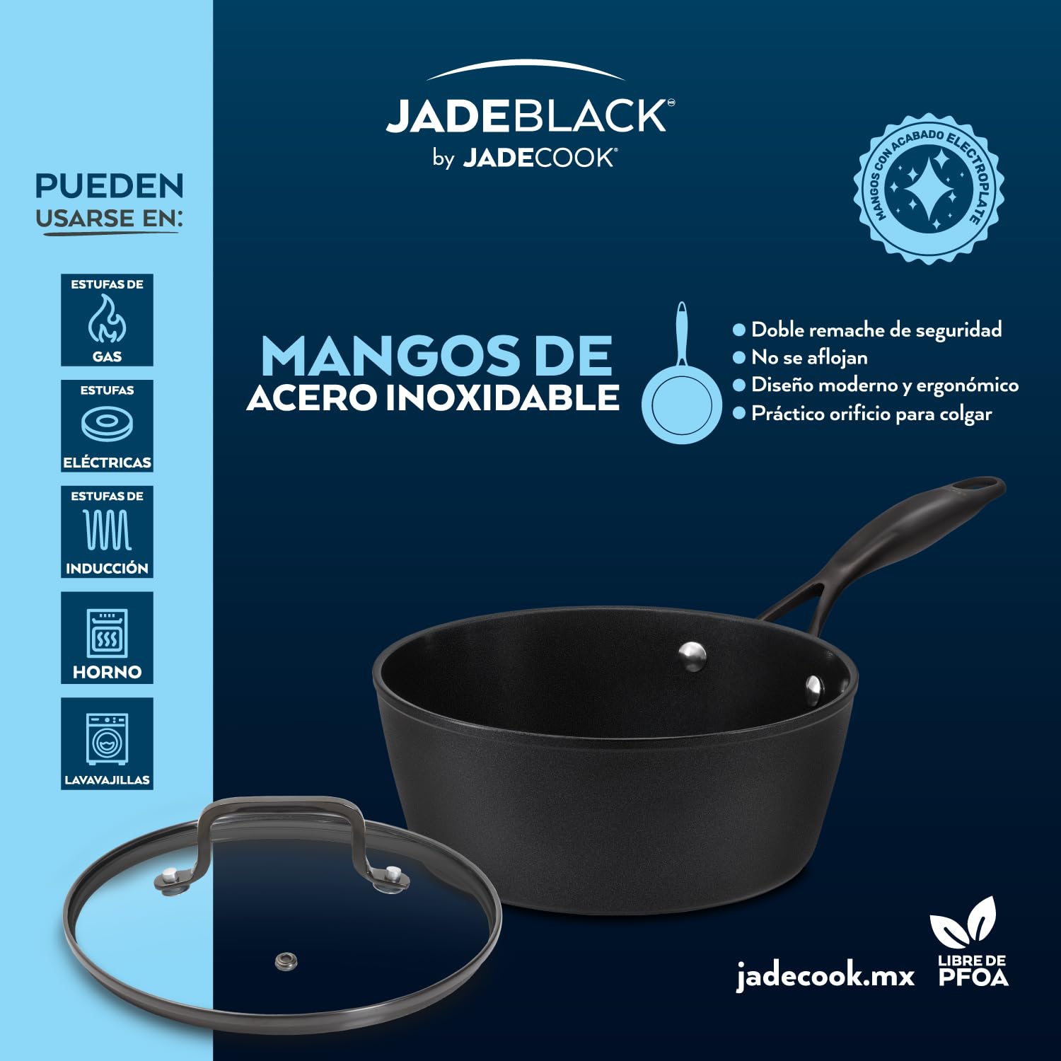 JADE BLACK Batería de Cocina 20 Piezas, Recubrimiento de Polvo de Jade Negro, Base Full Induction, Incluye Sartenes, Ollas y Utensilios