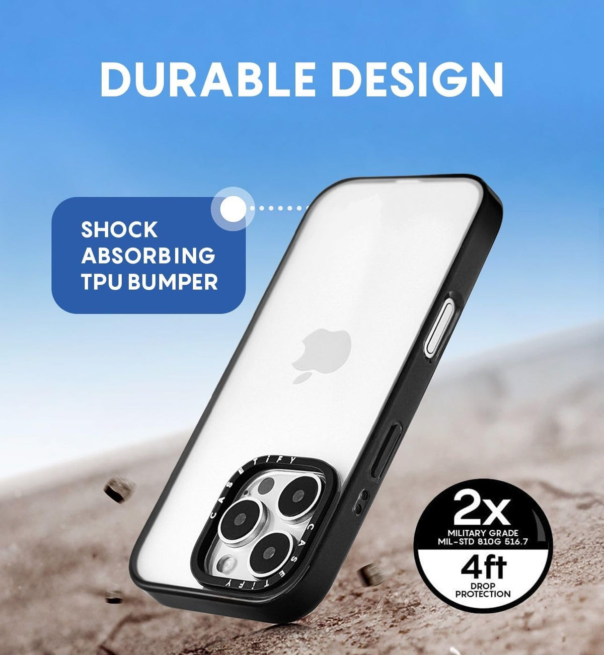 Funda Esencial CASETiFY Negro Transparente Nubes Rojo para iPhone 14 Plus