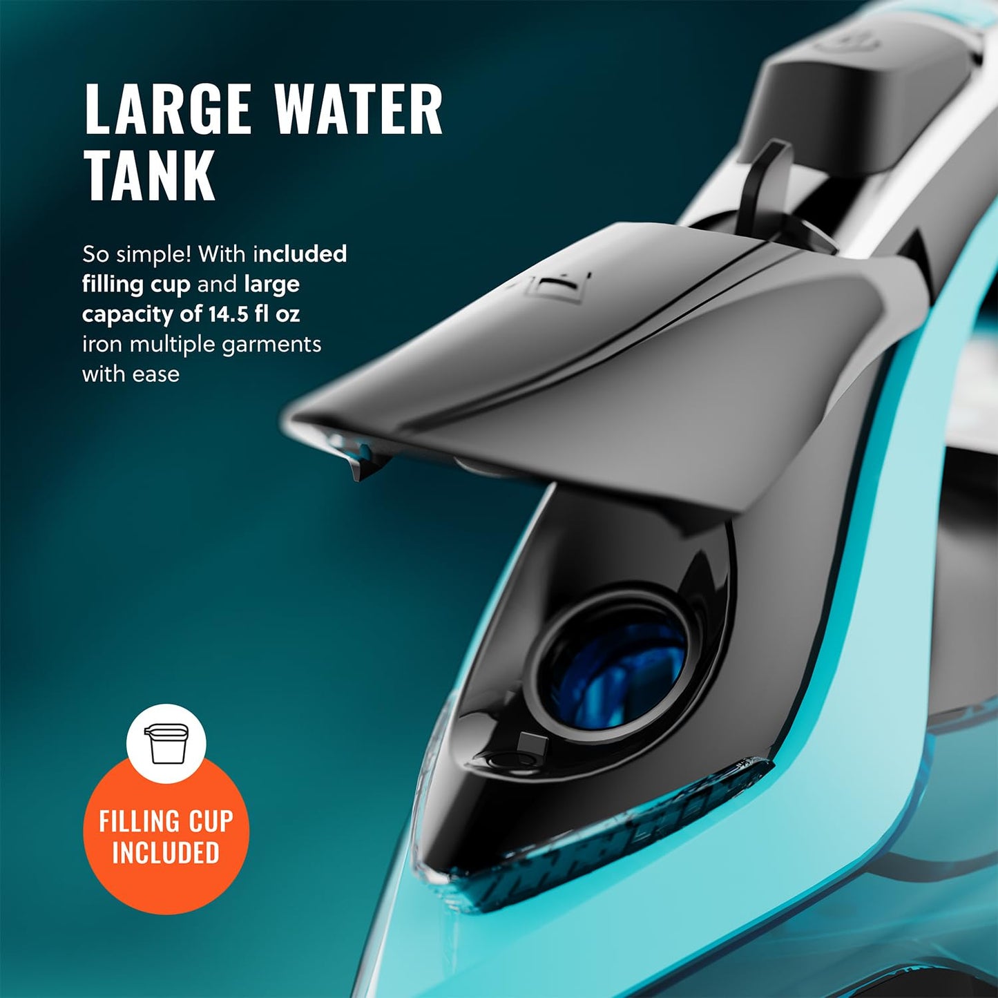 PurSteam SteamTech Elite - Plancha de vapor de 1750 W, control digital de temperatura y visualización LED, suela de cerámica, vapor ajustable, autolimpiable, anticalcio, antigoteo, apagado automático