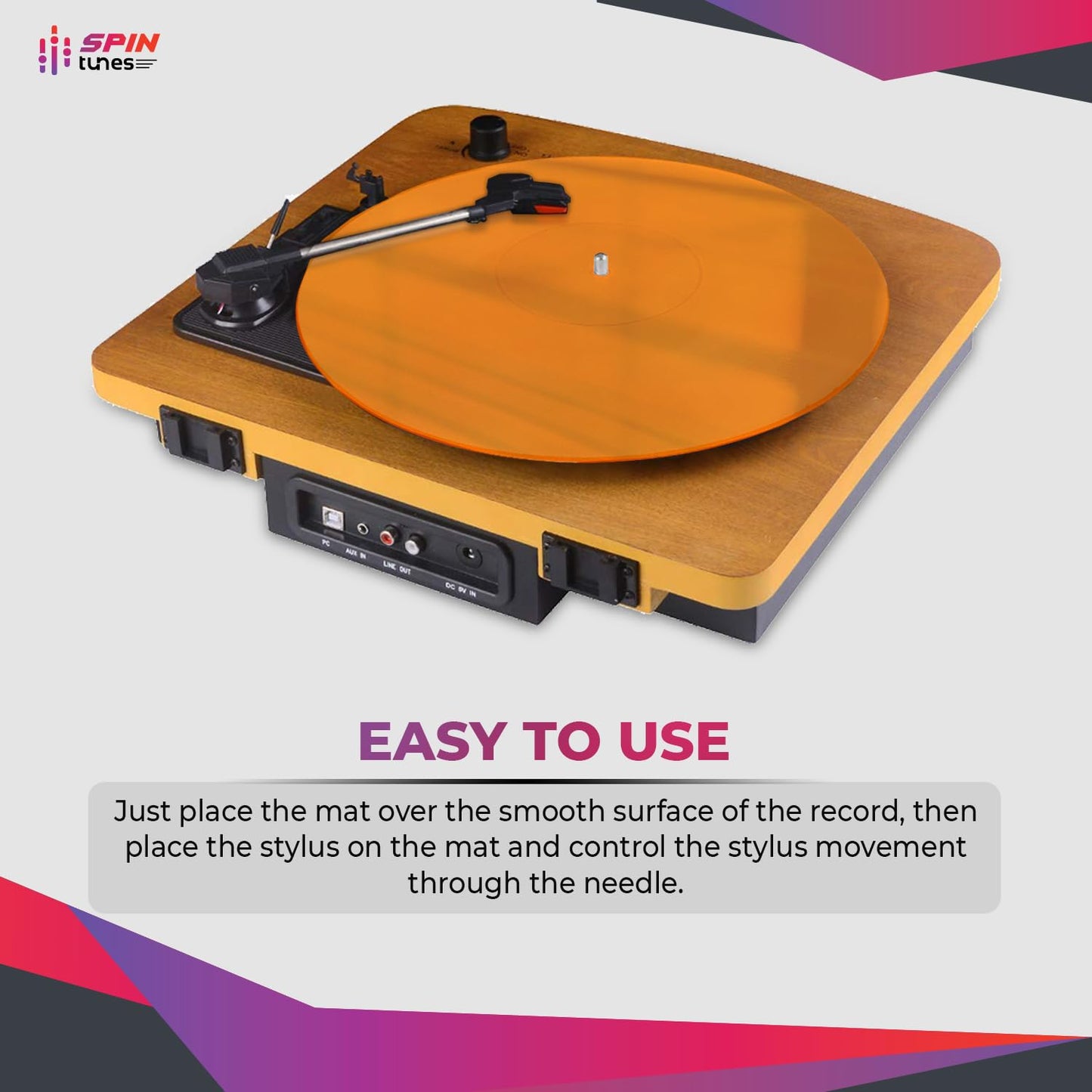 "SpinTunes- “Tapete Giratorio, tapete de acrílico para Tocadiscos de Vinilo LP de 2.7 mm de Grosor para un Mejor Soporte de Sonido en Tocadiscos Proporciona baj