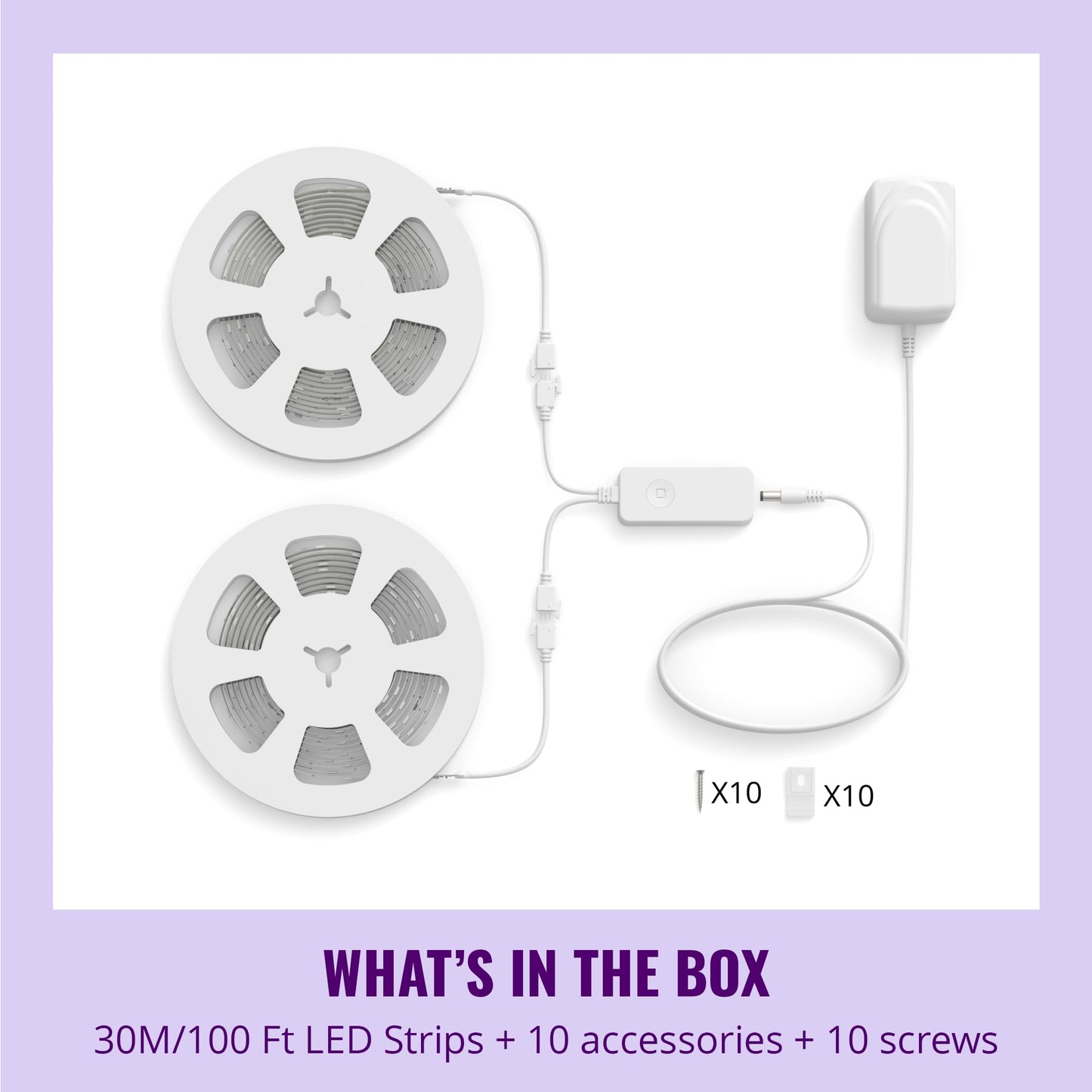 Tira de Luz LED WiZ Connected Multicolor 100 Pies con Control de Voz y App para Hogar Inteligente
