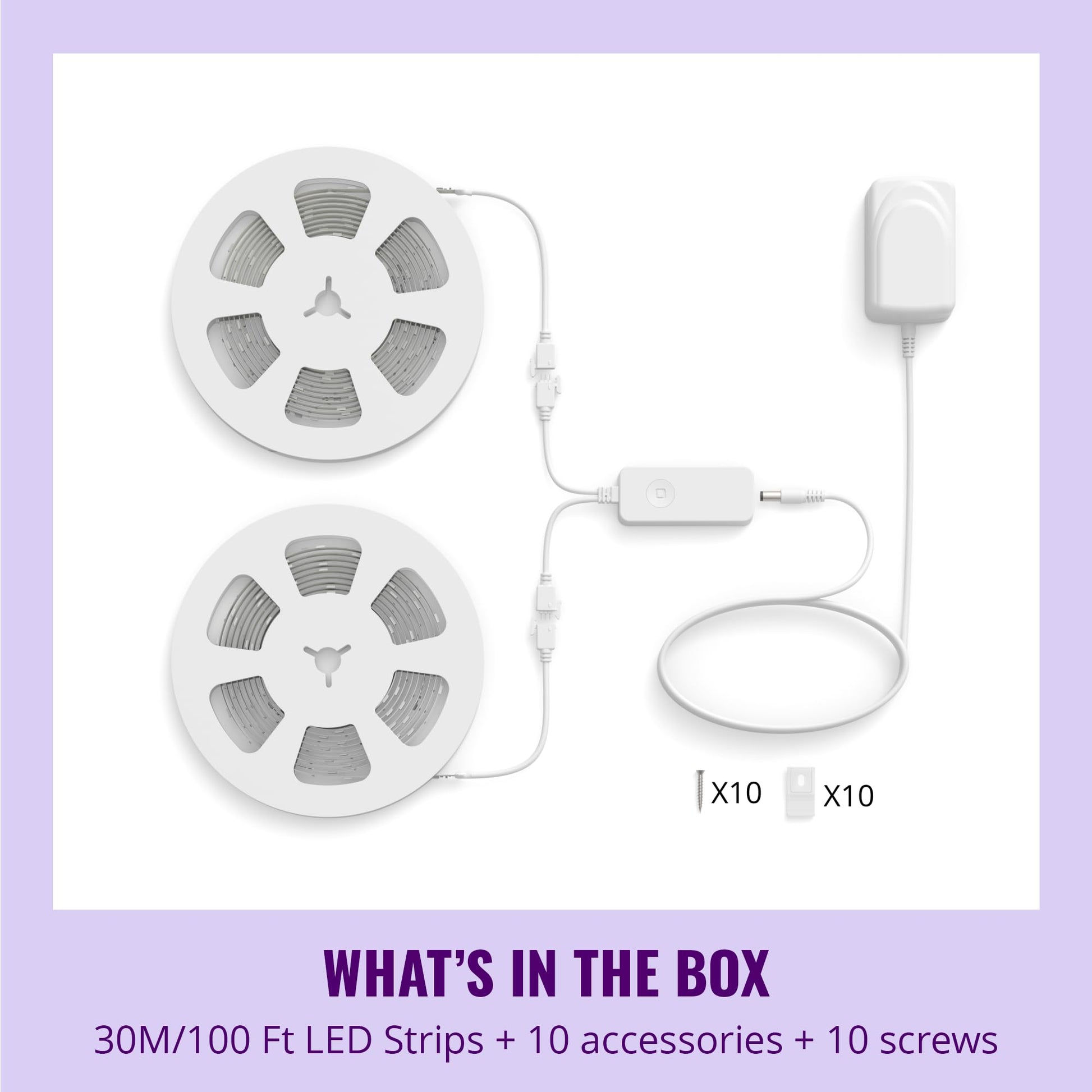 Tira de Luz LED WiZ Connected Multicolor 100 Pies con Control de Voz y App para Hogar Inteligente