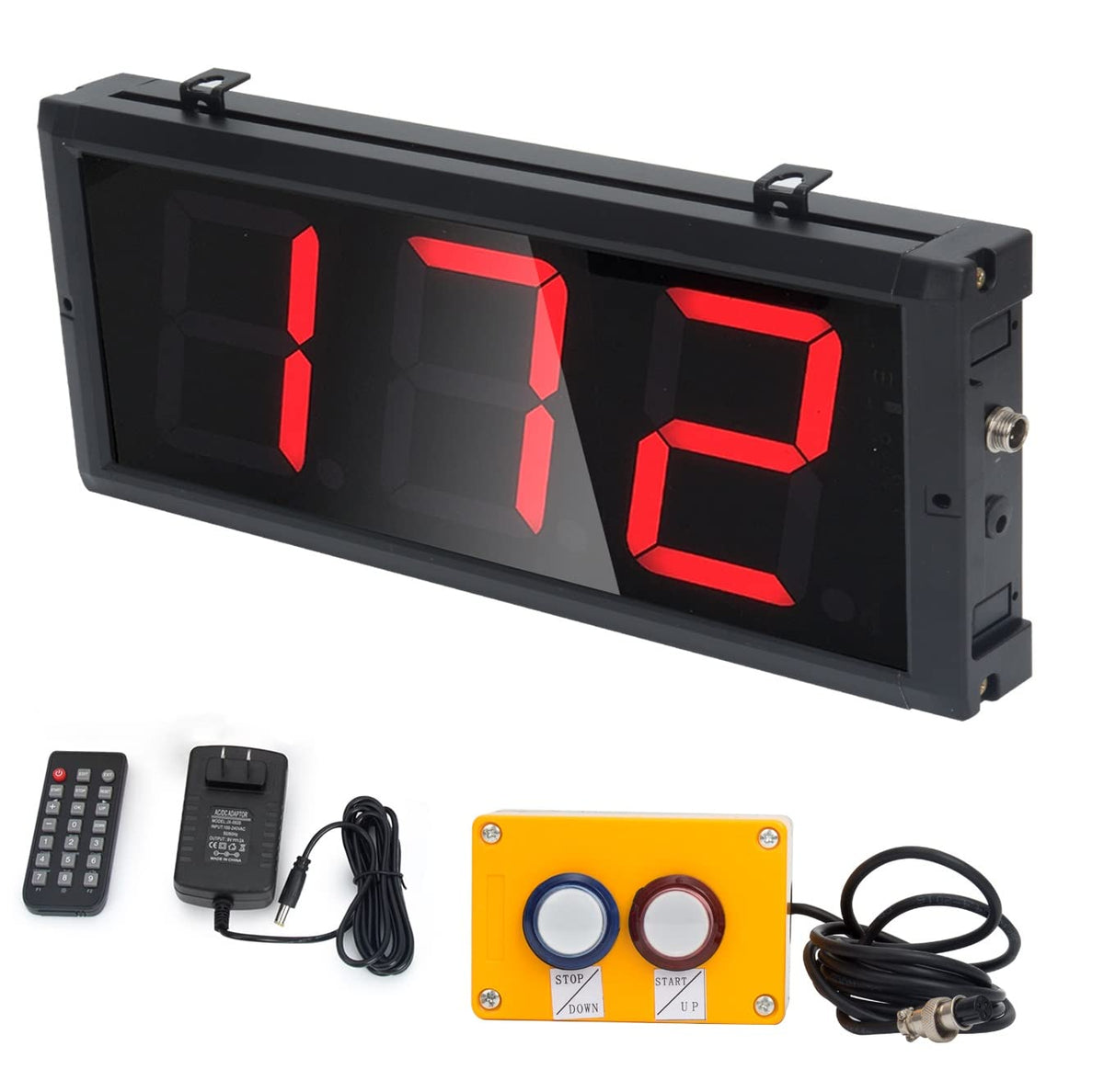 Contador LED BTBSIGN Rojo 4'' con Caja de Interruptores y Control Remoto 3 Dígitos
