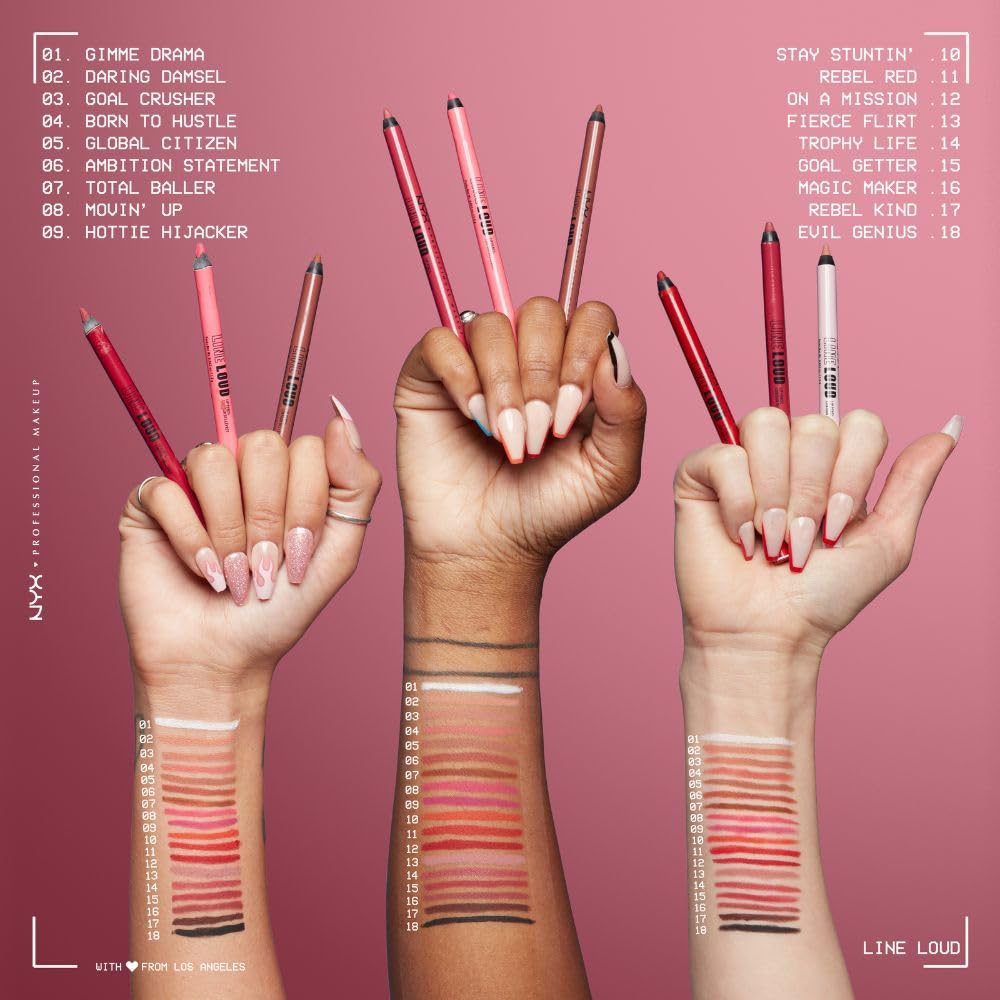 NYX Professional Makeup, Line Loud Lip Liner, Delineador de Labios, Daring Damsel
