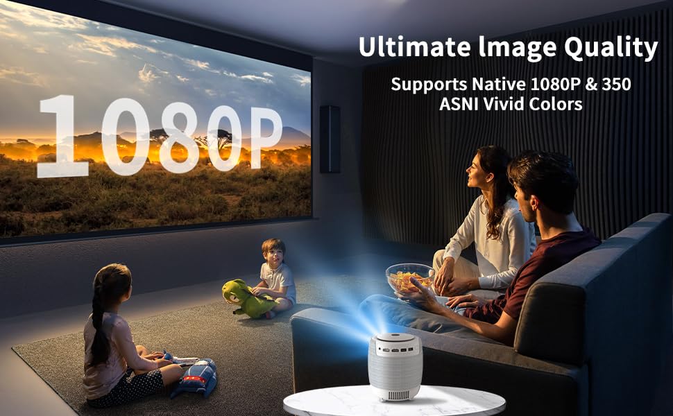 Genérico Proyector Inteligente portátil WiFi Bluetooth 4K 1080p Pantalla Grande para casa películas al Aire Libre reuniones y Juegos