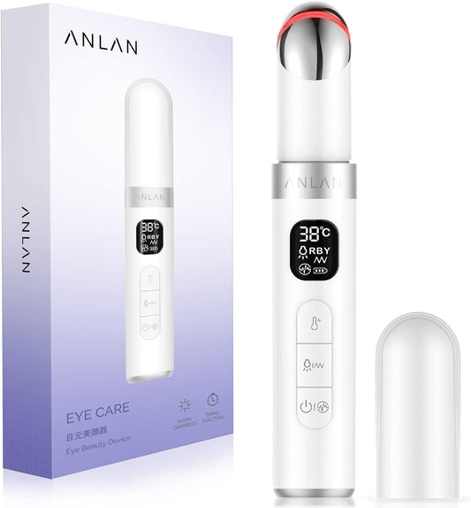 Masajeador de Ojos ANLAN Blanco EMS Antiarrugas y Antiedad con LED para Mujer