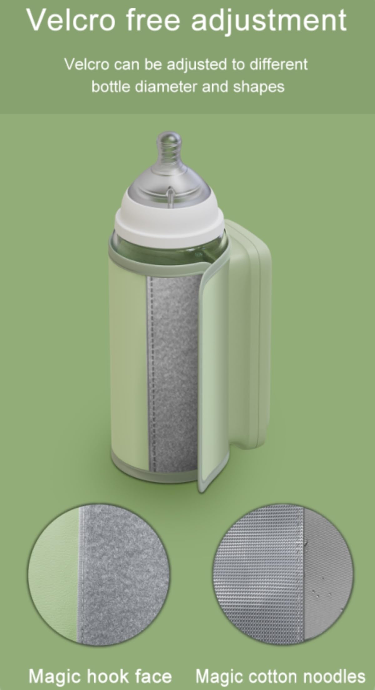 EGGEIL Calentador de biberones portátil para leche materna o fórmula de bebé, calentador de viaje a prueba de fugas para biberones con visualización de temperatura a batería y linterna