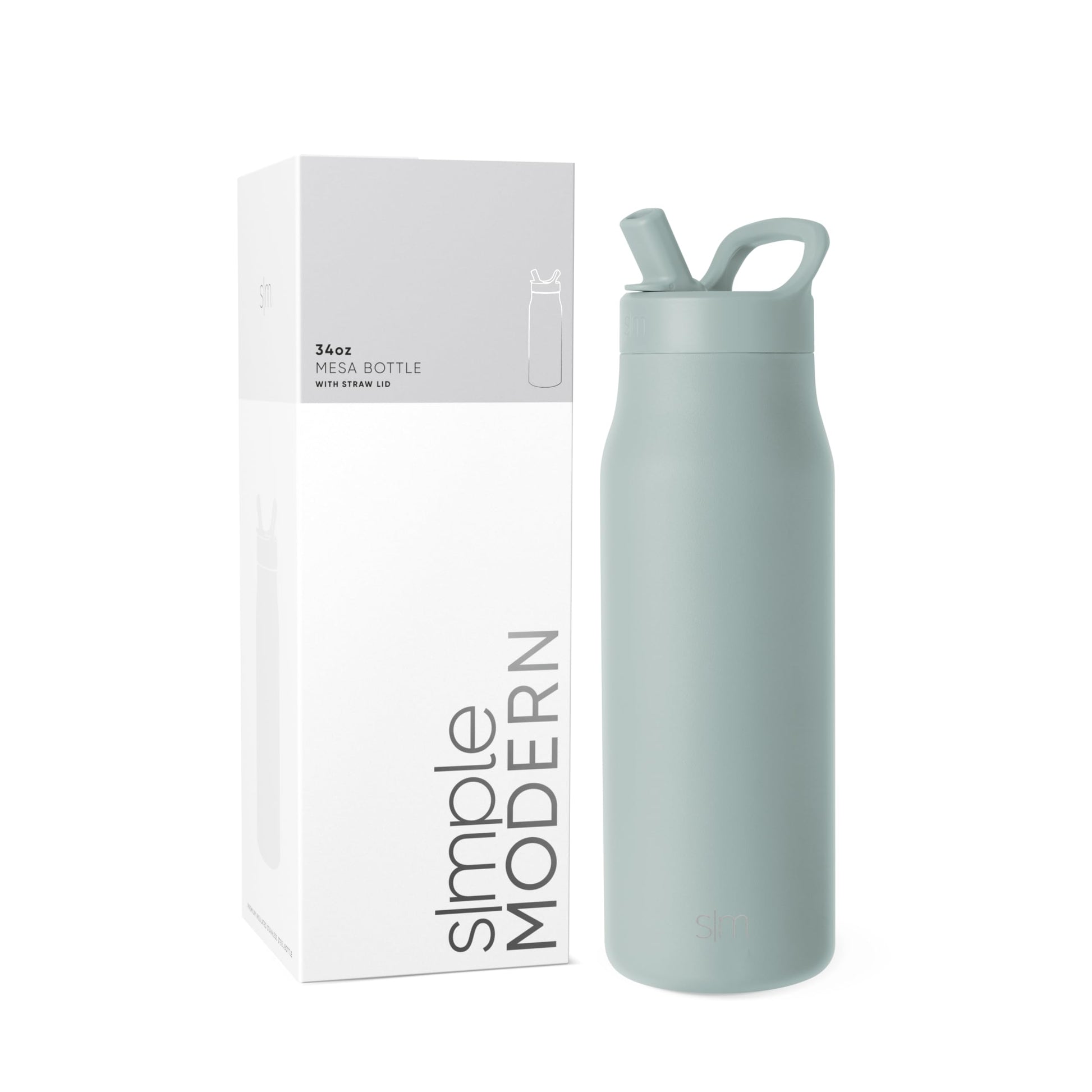 Botella de Agua Simple Modern Sea Glass Sage Termo de Acero Inoxidable для Gimnasio y Viaje 1L