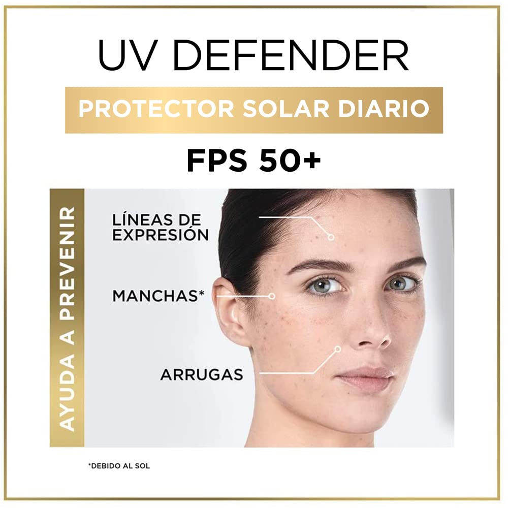 L'Oreal Paris Kit revitalift cuidado facial: crema de dia y crema de noche + L'Oréal Paris Protector Solar Diario Anti-Brillo FPS50+ UV Defender Tono Claro, 40ml