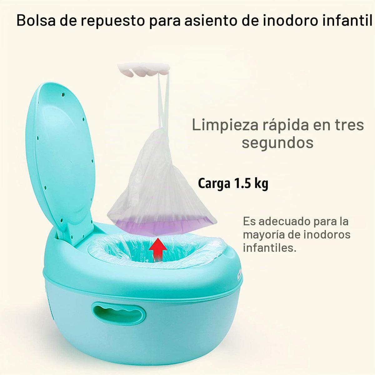 Paquete de 100 forros universales portátiles para sillas de orinal con cordón de entrenamiento, bolsas de limpieza para niños, niños, adultos, mascotas al aire libre (42 x 24 cm)