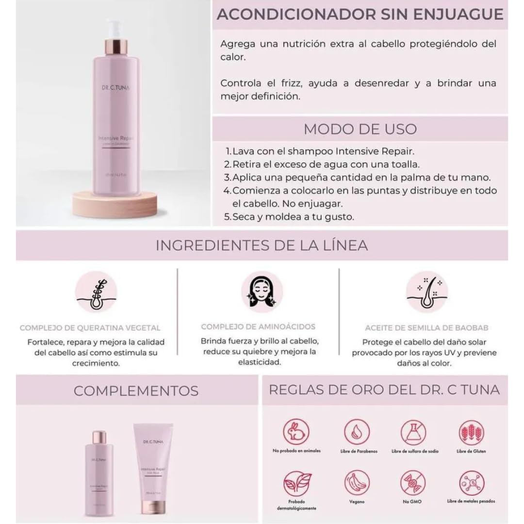 DR.C.TUNA Acondicionador sin Enjuague Renovación, 125 ml