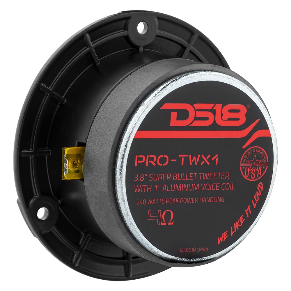 DS18 PRO-TWX1 Super Tweeter en plata – 1 pulgadas, marco de aluminio y diafragma, 240 W Max, 4 ohmios, crossover incorporado, los tweeters PRO son los mejores en el mercado de audio y voceteo Pro (par) – Plata altavoces coche vias coches pulgadas puerta e