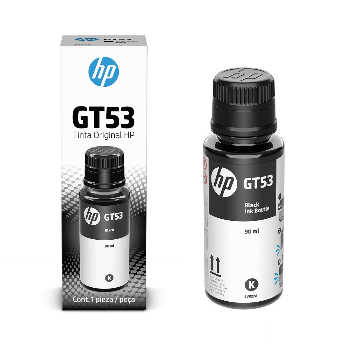 Botella de Tinta HP Negro Original GT53 para Impresoras Smart Tank y Deskjet