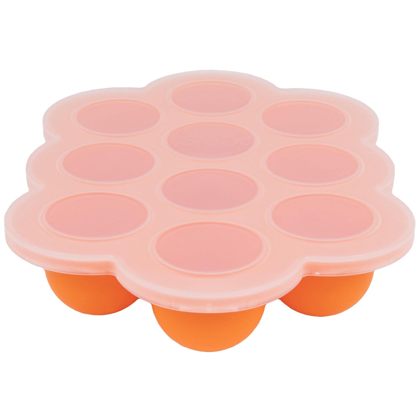 Bandeja de silicona para congelador WeeSprout con tapa abatible, contenedor perfecto para almacenamiento de alimentos caseros para bebés, purés de verduras y frutas, y leche materna (naranja brillante