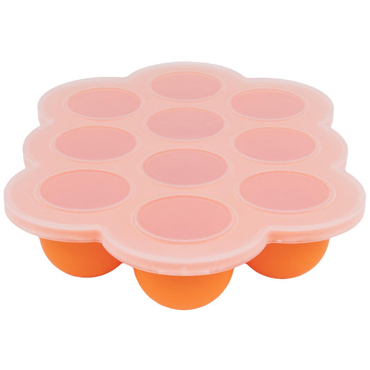 Bandeja de silicona para congelador WeeSprout con tapa abatible, contenedor perfecto para almacenamiento de alimentos caseros para bebés, purés de verduras y frutas, y leche materna (naranja brillante