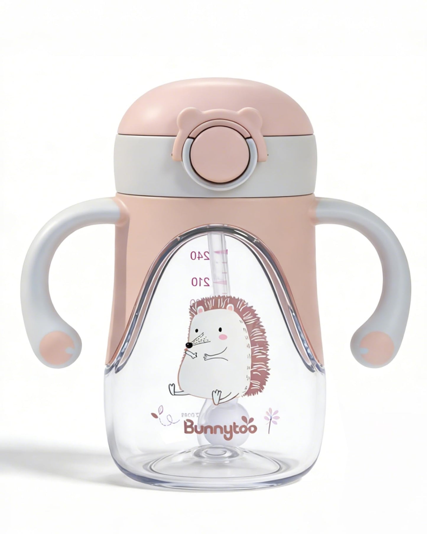 Bunnytoo Taza para bebé con pajita pesada, con boquilla de silicona suave, a prueba de derrames, con mango, adecuada para bebés mayores de 6 meses, sin BPA,8 oz(albaricoque)