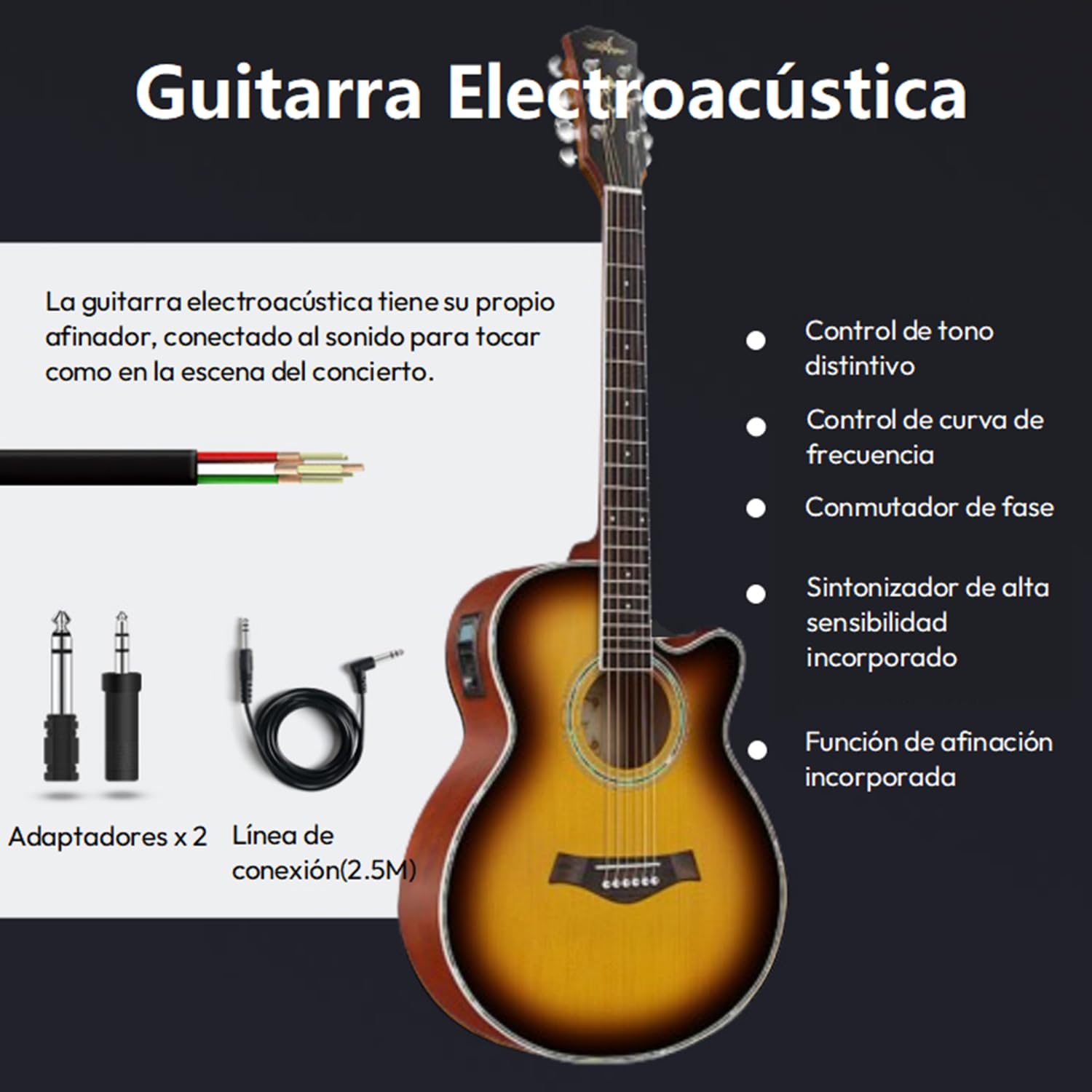 NOVAKA Guitarra Acústica, Guitarra Electroacústica de 38 Pulgadas, Transmisión de Sonido Natural, Moderno, para Principiantes, Niños y Adultos (Sunset Red)