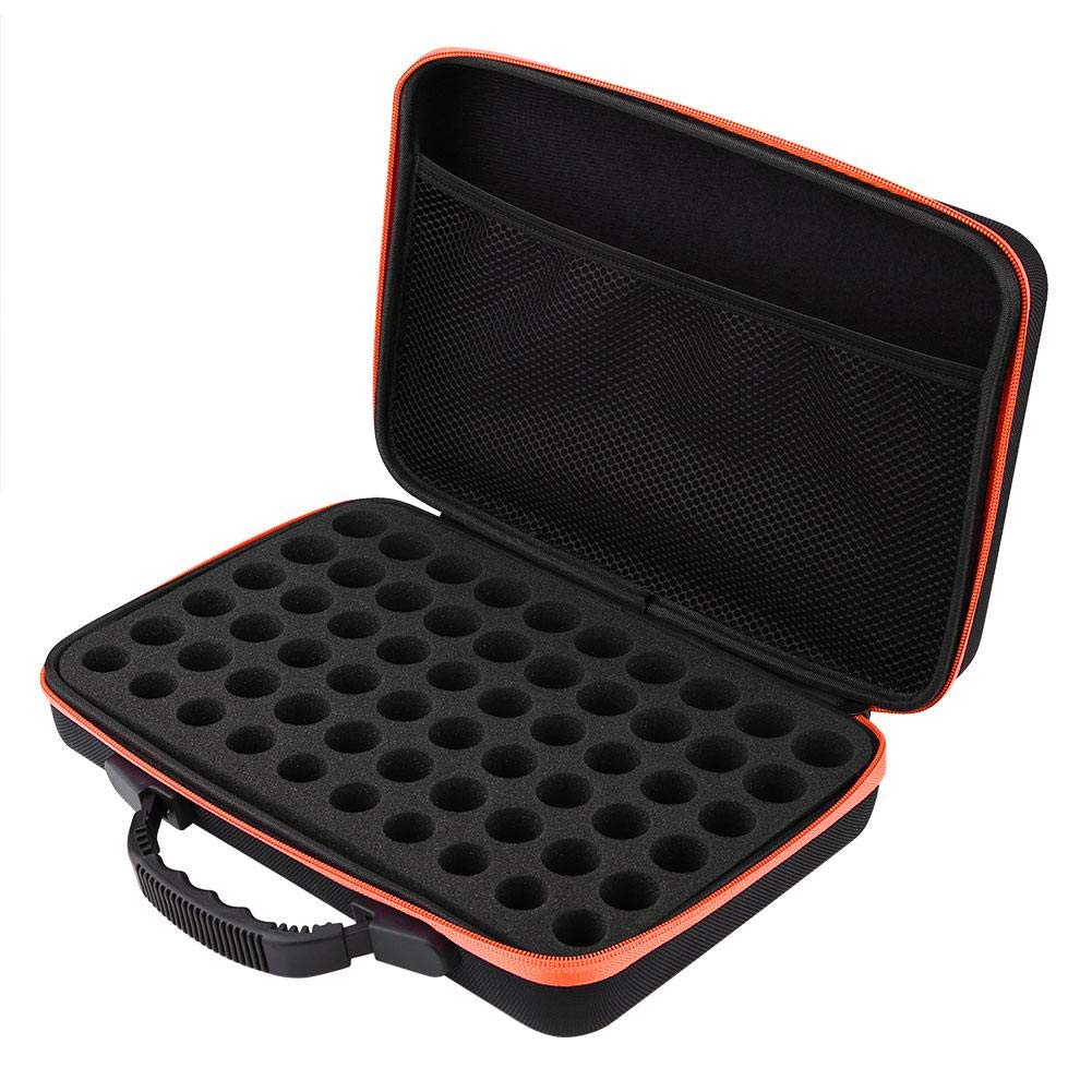 Estuche de transporte de aceites esenciales para 60 botellas de 5 ml, 10 ml, 15 ml, con asa para aceites aromáticos, bolsa de transporte de viaje (naranja)