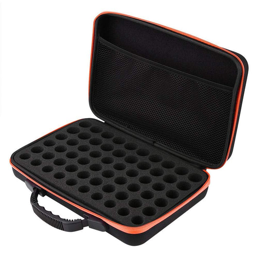 Estuche de transporte de aceites esenciales para 60 botellas de 5 ml, 10 ml, 15 ml, con asa para aceites aromáticos, bolsa de transporte de viaje (naranja)