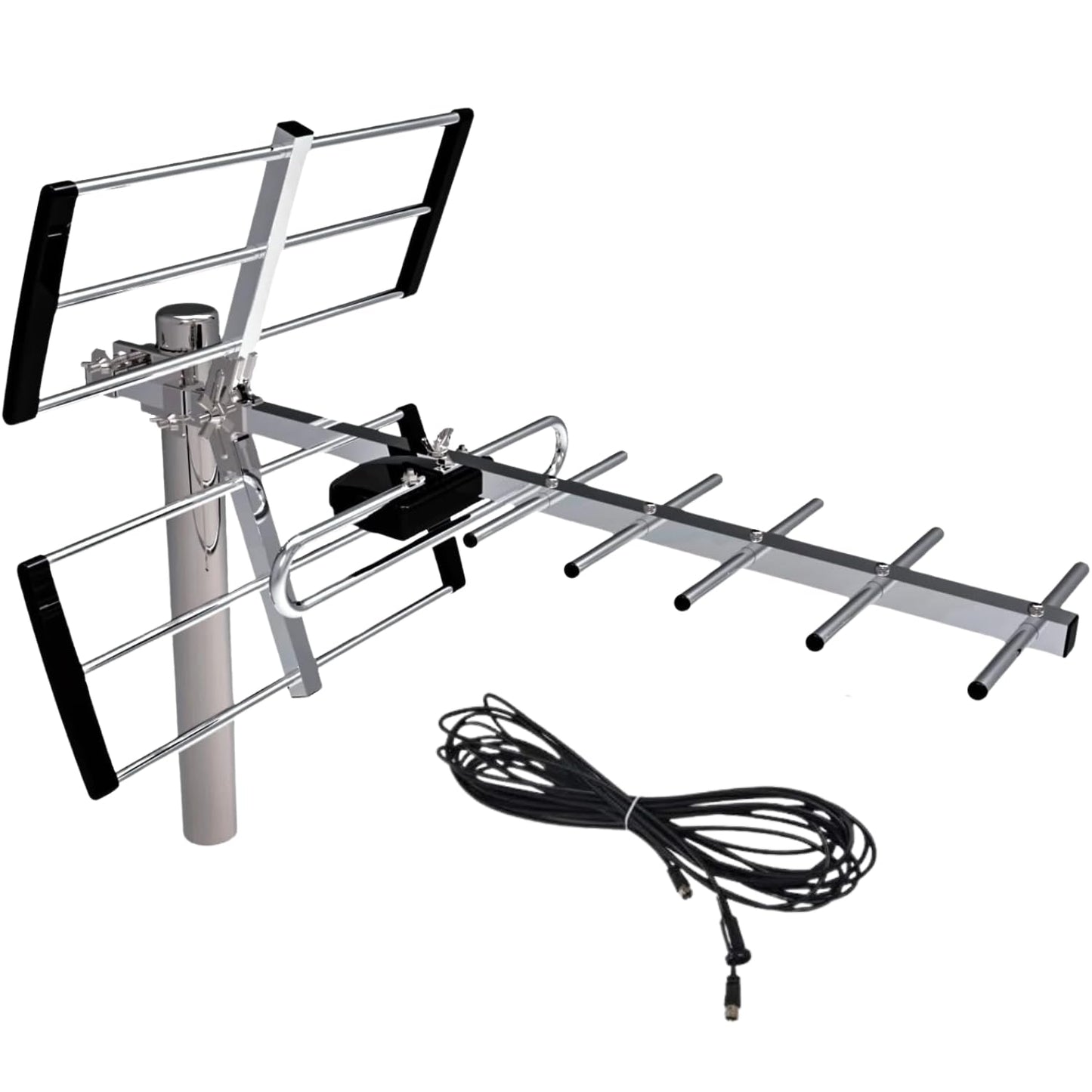 LINK BITS HD001 Antena Exterior aérea HDTV de Largo Alcance, Alcance Amplificado, 12 Elementos, Alta definición, (fácil de Instalar).