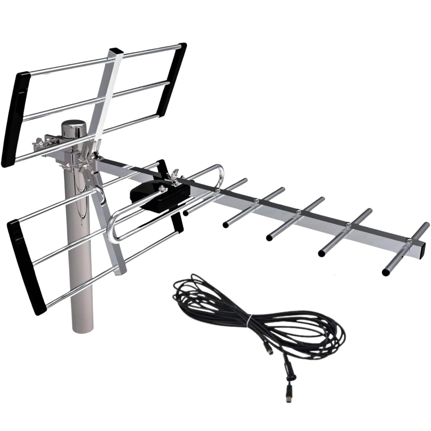 LINK BITS HD001 Antena Exterior aérea HDTV de Largo Alcance, Alcance Amplificado, 12 Elementos, Alta definición, (fácil de Instalar).