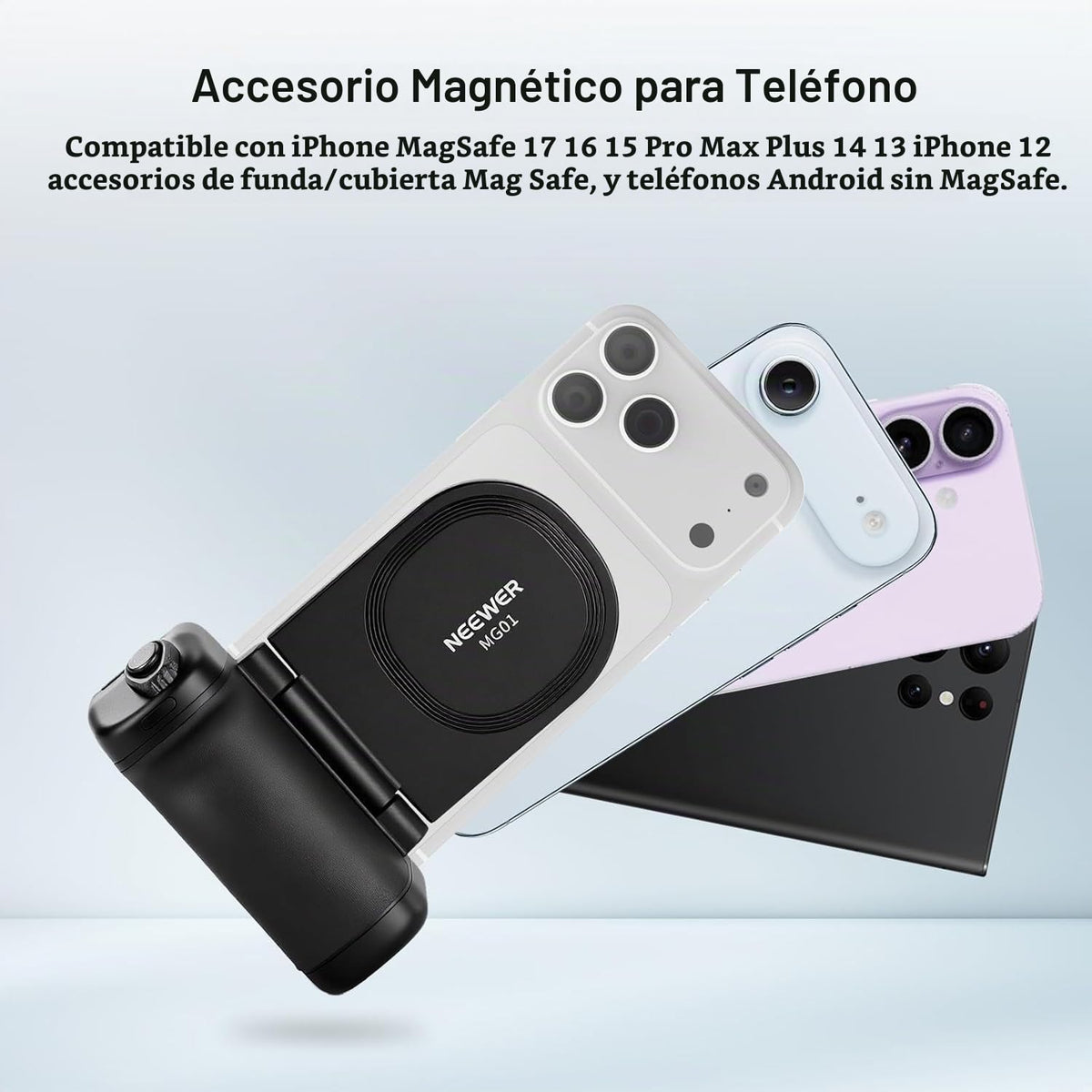 Grip de Cámara Magnético NEEWER Negro con Carga Inalámbrica y Batería 3500mAh para iPhone y Samsung