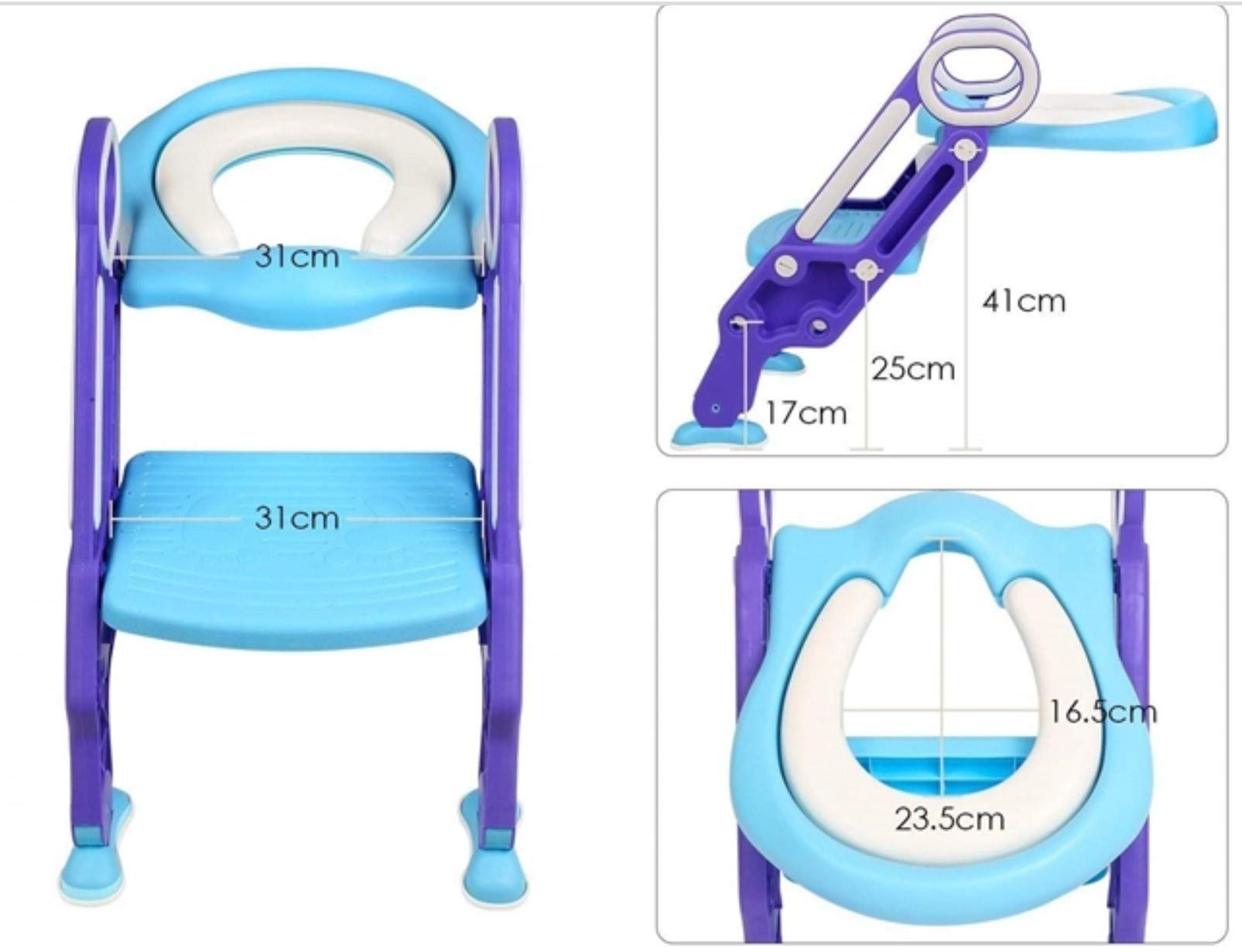 PAPU BABY Asiento Entrenador para Inodoro Acolchonado con Escalera (Morado/Azul)