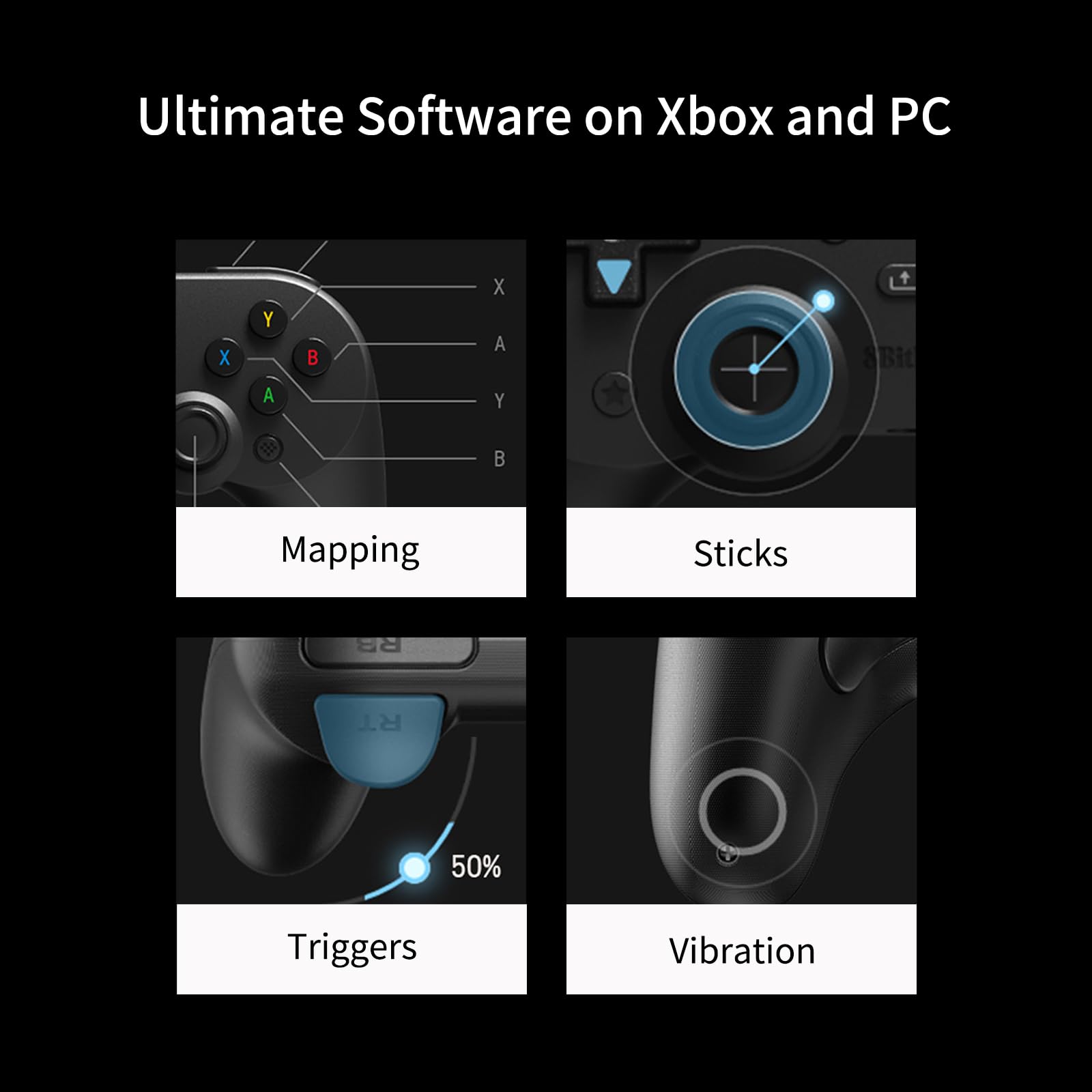 Control Alambrico 8bitdo Pro 2 para Xbox Series X|S, Xbox One, Windows 10/11, Mando con Joysticks de Efecto Hall, Conector de Audio de 3,5 mm - Con Licencia Oficial - Blanco