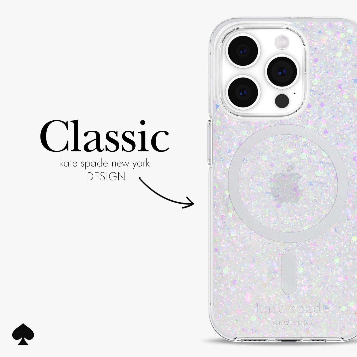 Kate Spade Nueva York - Funda para iPhone 15 Pro, Compatible con MagSafe - Iridiscente de Brillantina Gruesa