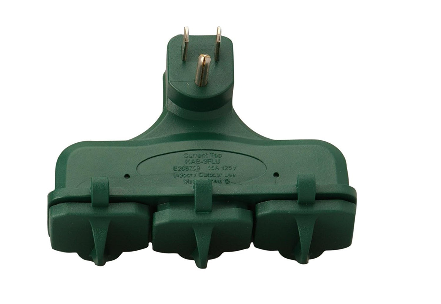 Woods Adaptador de 3 salidas para exteriores o interiores, verde, resistente a la intemperie, Ángulo a la derecha, Verde, 1-Pack