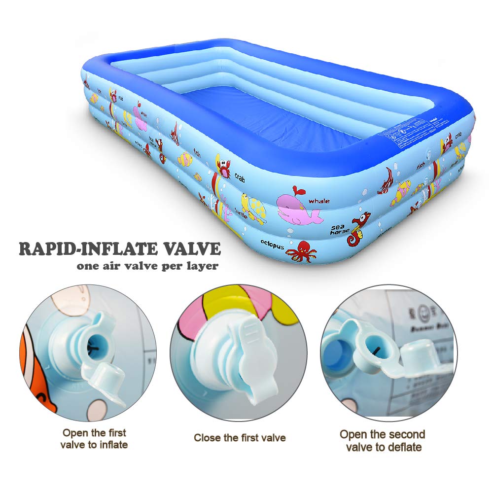 Piscina Inflable Familiar para Niños y Adultos Azul para Jardín y Patio Trasero