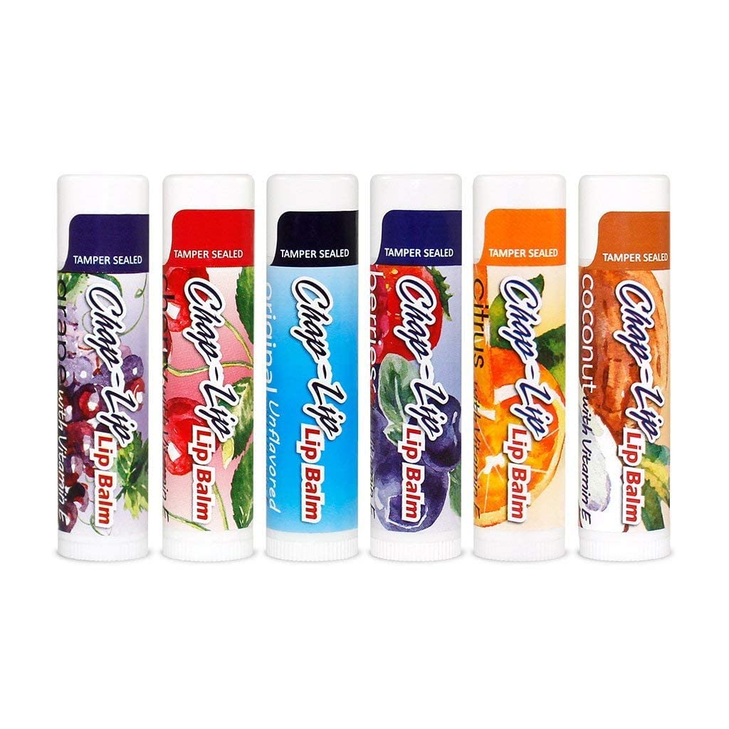 Chap-Lip Lip Balm Chap-Lip Bálsamo labial de vitamina E con aceite de coco, tratamiento hidratante de labios, hidratante, calmante, refrescante, tratamiento de hidratación total y terapia de labios, surtido de 6 sabores refrescantes, 48 unidades